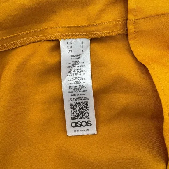 ASOS Pleated Midi Dress 4 Mustard Yellow Spaghetti Strap Elegant Wedding Guest - Picture 8 of 9